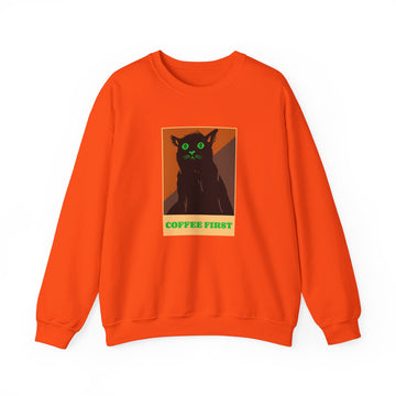 Halloween "Coffee First" Unisex Heavy Blend™ Crewneck Sweatshirt