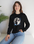 Halloween "Witch Broom Moon and Cat" |Unisex Heavy Blend™ Crewneck Sweatshirt