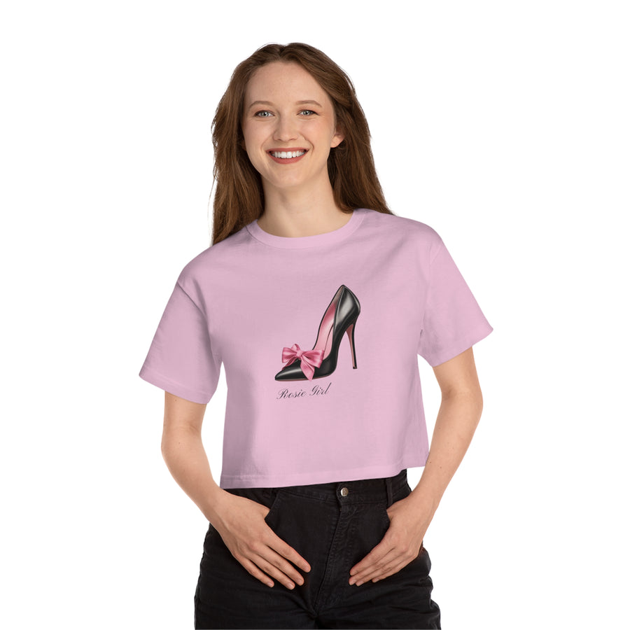 C- Rosie Girl-24C "Shoe with Bow" Print Design | Champion Women's Heritage Cropped T-Shirt