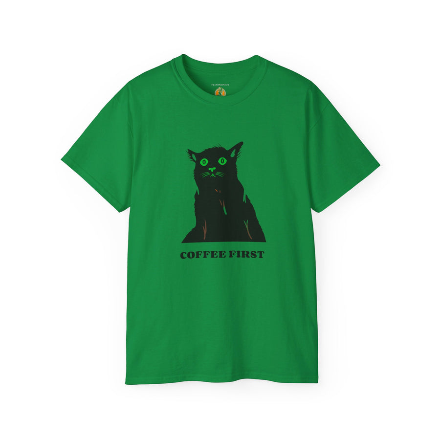 Halloween "Coffee First" Kitty Design | Unisex Ultra Cotton Tee