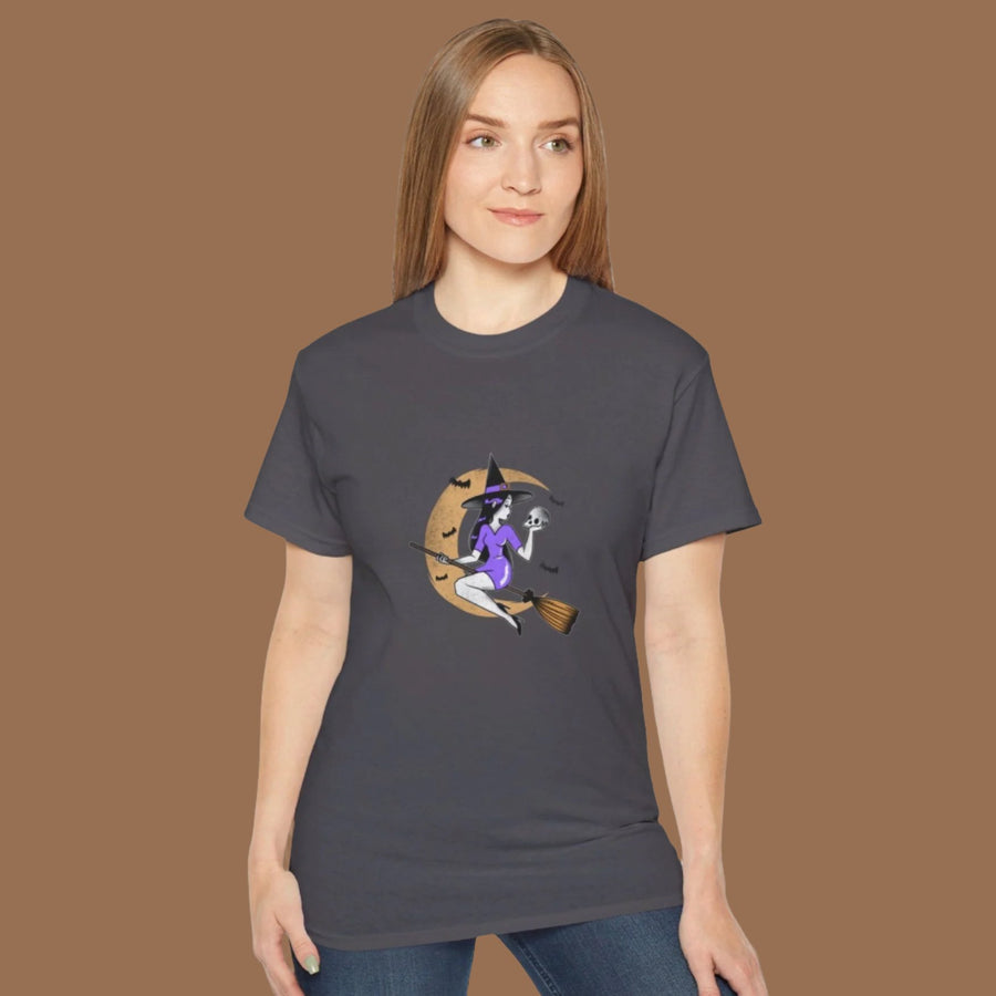 Halloween "Witch & Moon" Print Design | Unisex Ultra Cotton Tee