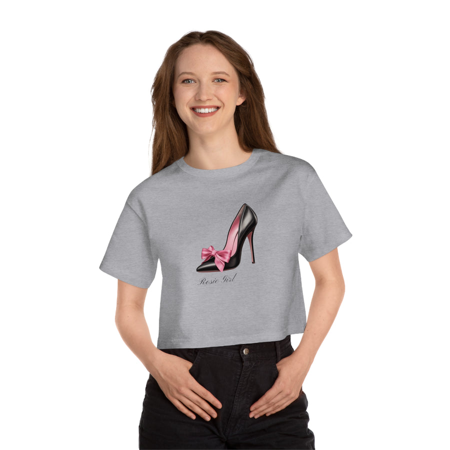 C- Rosie Girl-24C "Shoe with Bow" Print Design | Champion Women's Heritage Cropped T-Shirt