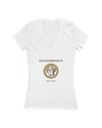 Floominius Brands Logo (White) / Women's Jersey Short Sleeve Deep V-Neck Tee Shirts