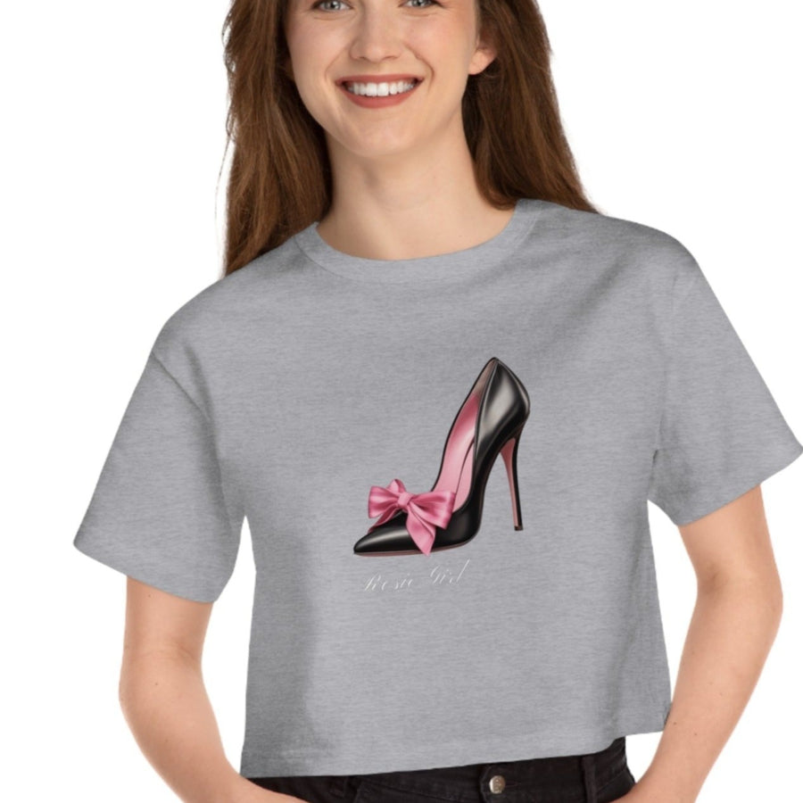 C- Rosie Girl-24C "Shoe with Bow " Print Design | Champion Women's Heritage Cropped T-Shirt