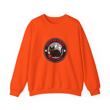 Halloween "Coffee First - Witches Brew" | Unisex Heavy Blend™ Crewneck Sweatshirt