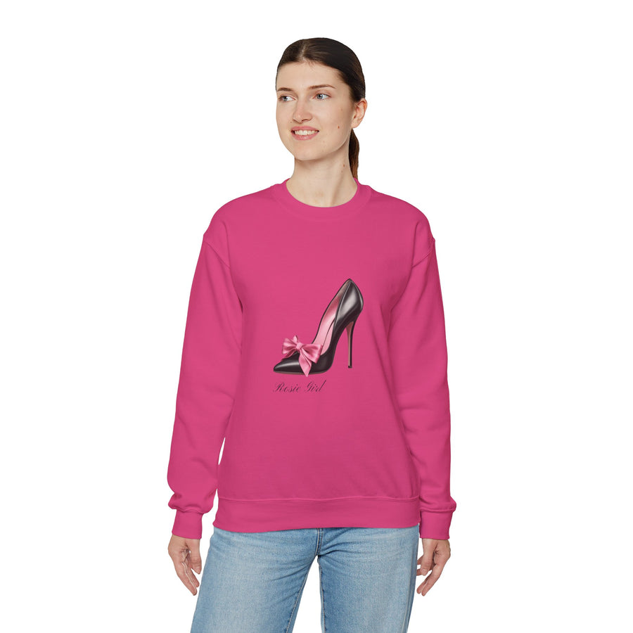 C- Rosie Girl-24S "Shoe with Bow" Print Design | Unisex Heavy Blend™ Crewneck Sweatshirt