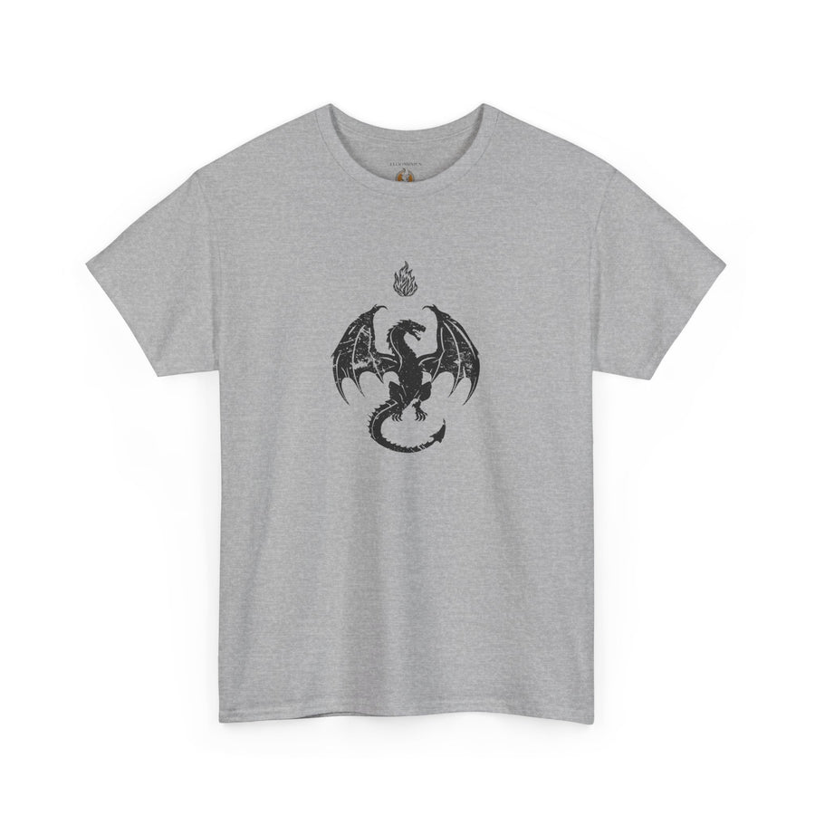 Novelty (043) Dragon Shadow Print Design | Unisex Heavy Cotton Tee