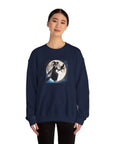 Halloween "Witch Broom Moon and Cat" |Unisex Heavy Blend™ Crewneck Sweatshirt