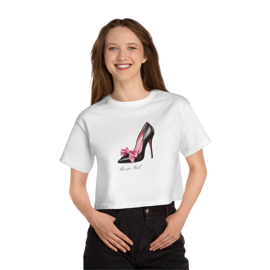 C- Rosie Girl-24C "Shoe with Bow" Print Design | Champion Women's Heritage Cropped T-Shirt