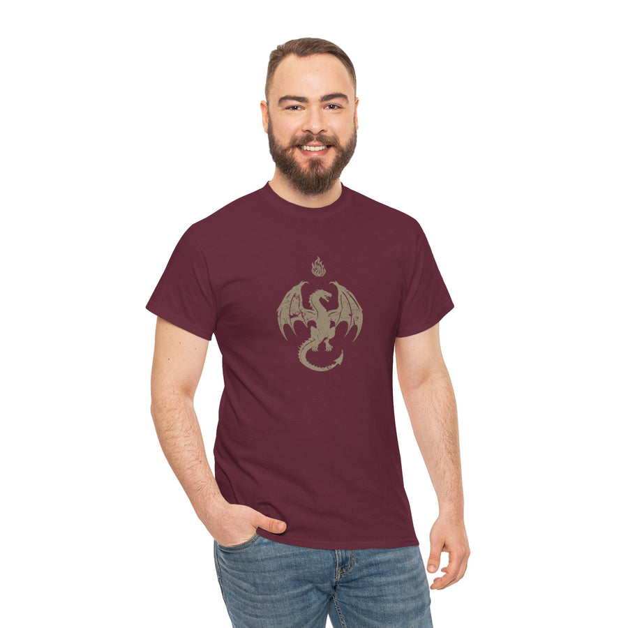 Novelty (043) Dragon Shadow Print Design | Unisex Heavy Cotton Tee