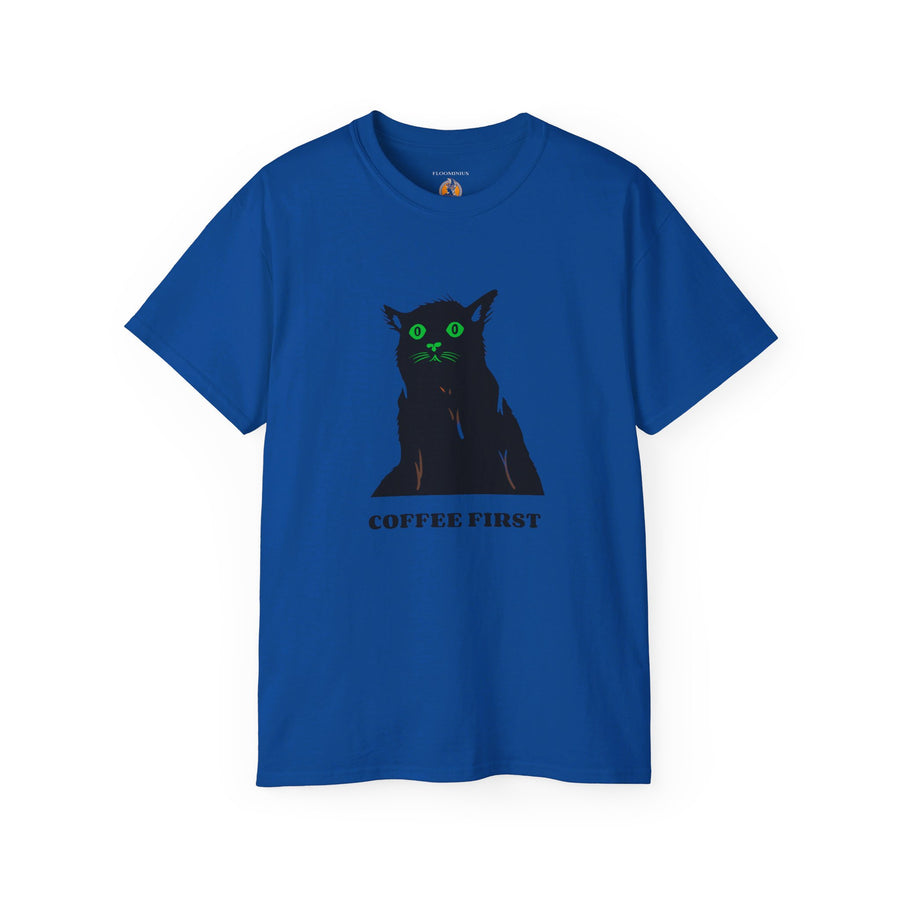 Halloween "Coffee First" Kitty Design | Unisex Ultra Cotton Tee