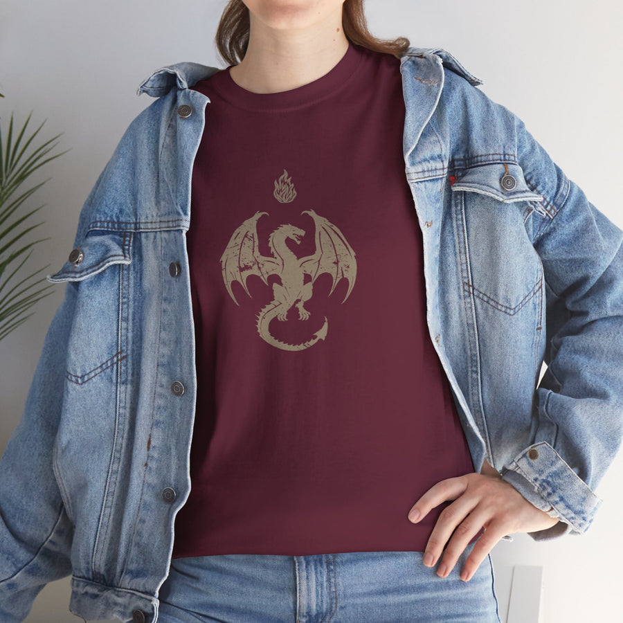 Novelty (043) Dragon Shadow Print Design | Unisex Heavy Cotton Tee