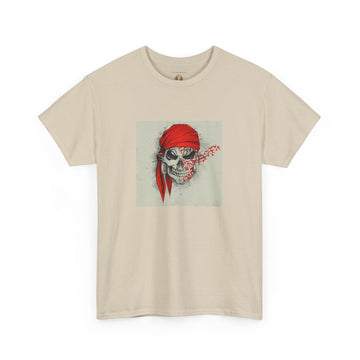 Novelty (020) "Pirate Skull Doo-Rag" Print Design | Unisex Heavy Cotton Tee