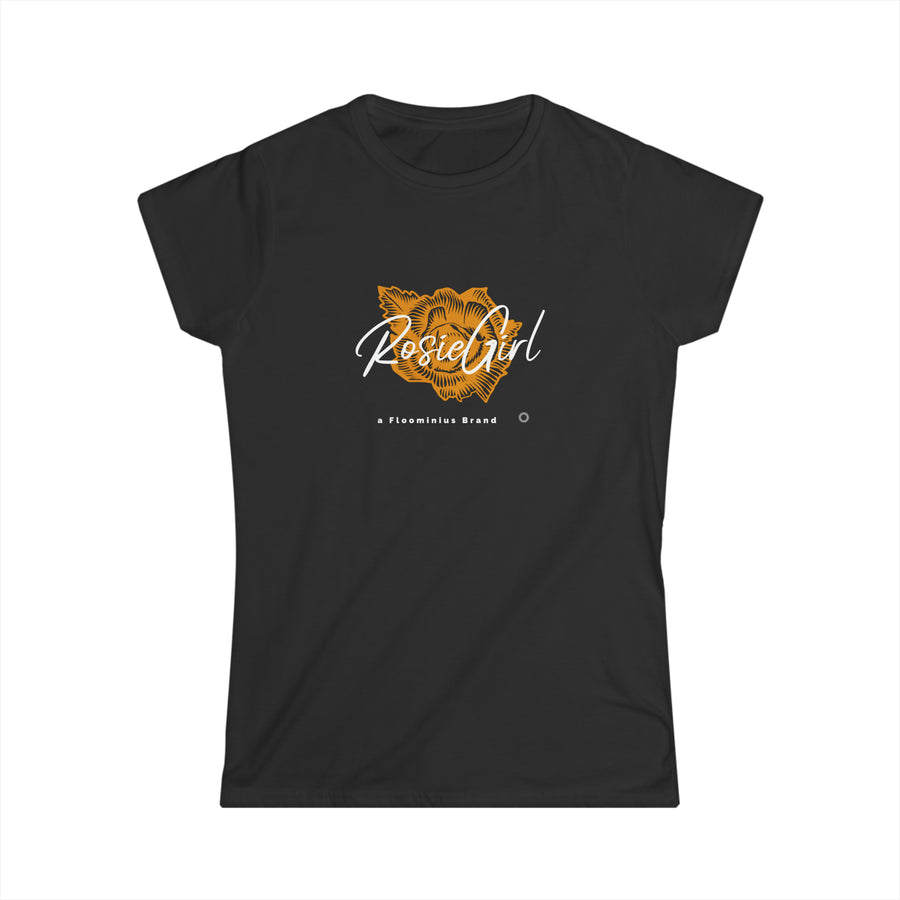 C-01a Rosie Girl Logo " Golden Rose" Print Design | Women's Softstyle Tee