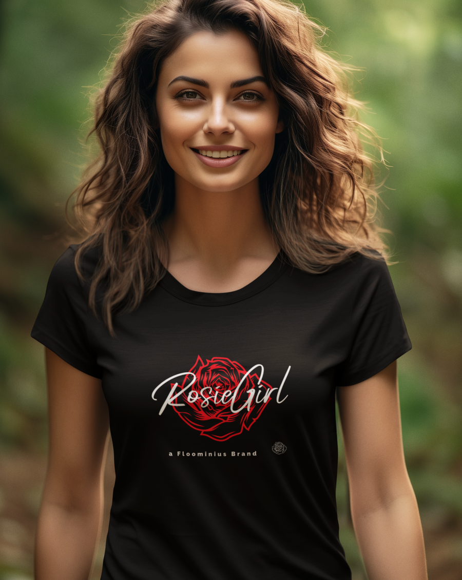 C-01c Rosie Girl Logo "Red Rose" Print Design | Women's Softstyle Tee