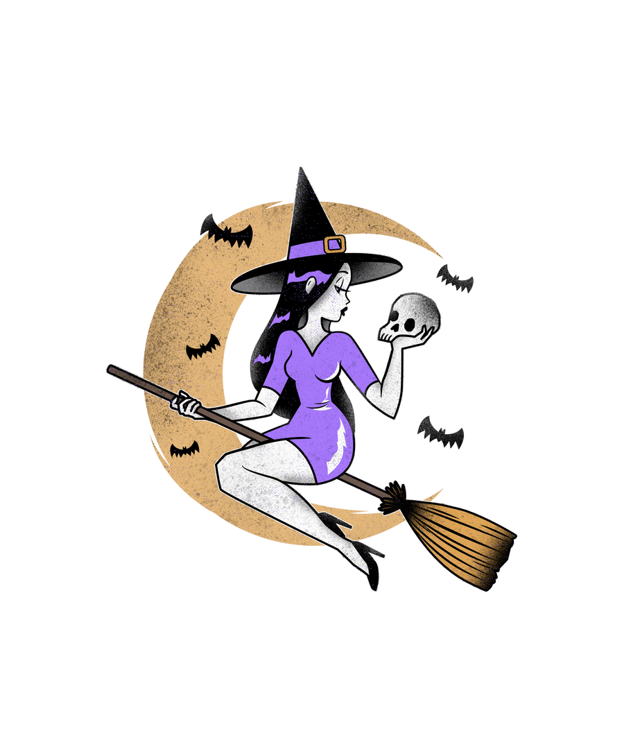 Halloween "Witch & Moon" Print Design | Unisex Ultra Cotton Tee